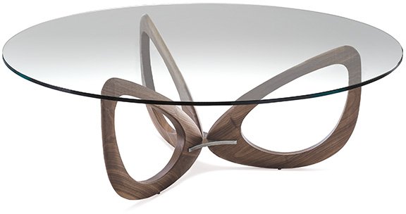 Cattelan Italia HELIX Round Coffee Table - 120cm Dia - solid Canaletto walnut (NC) transparent varnished steel (OP0)