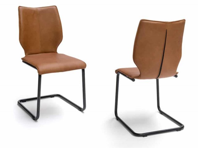 Luca Leather Dining Chair with Cantilever Black Frame