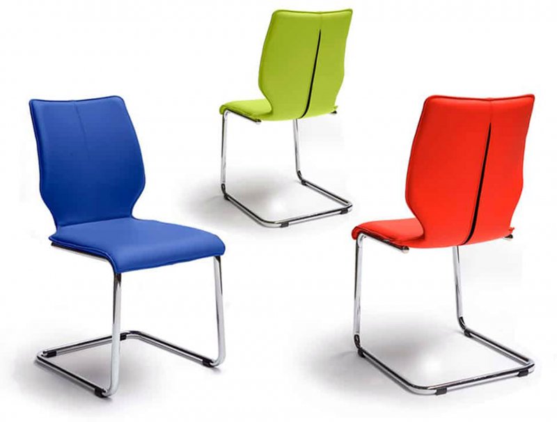 Luca Leather Dining Chair with Cantilever Stainless Steel Frame