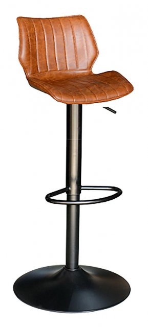 Alpha Gas-Lift Bar Stool In Tan Faux Leather