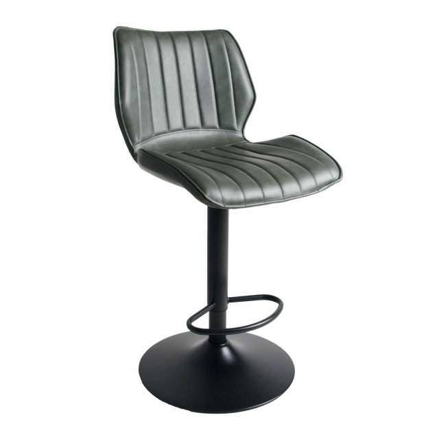 Alpha Gas-Lift Bar Stool In Forest Green Faux Leather