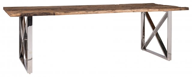 Stainless steel top table on sale wooden legs