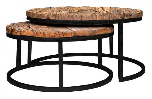 Industrial Kensington Coffee Table Set with Black Frame