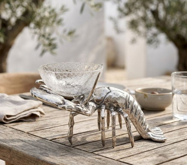 Lobster with crackle glass bowl