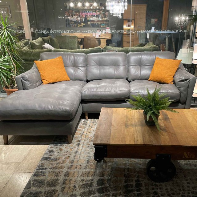 Sanford Left-Facing Chaise Sofa in Leather