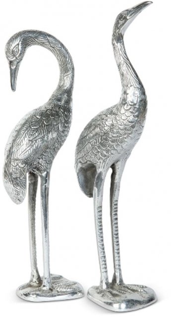Culinary Concept Pair of Crane Ornaments in Nickel Plate