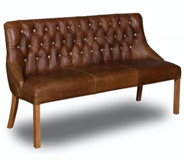 Stanbrook Three Seater Bench in Aniline Leather
