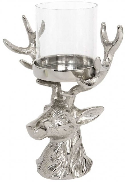 Mini Stag Head Hurricane Lantern