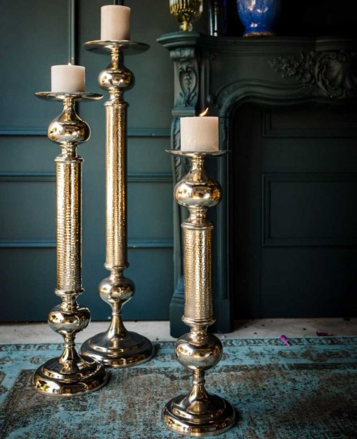 Pillar Candle Holder - Nickel Plated Aluminium