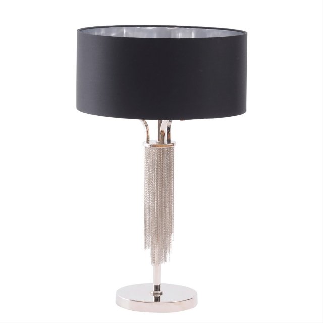 Libra Interiors Langham Table Lamp In Nickel With Black Shade