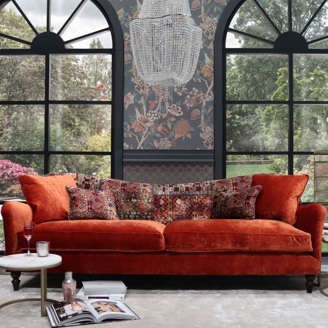 Tiffany Grand Sofa in Opium Italian Velvet & Printed Velvet Inside-Back ...