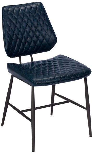 Dalton Dining Chair In Dark Blue Faux Leather