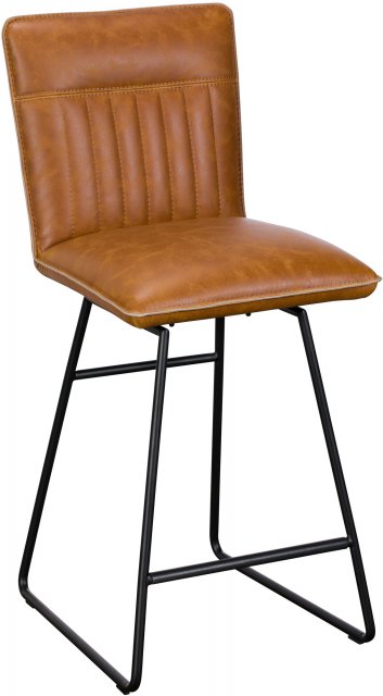 Cooper Swivel Bar Stool In Tan Faux Leather