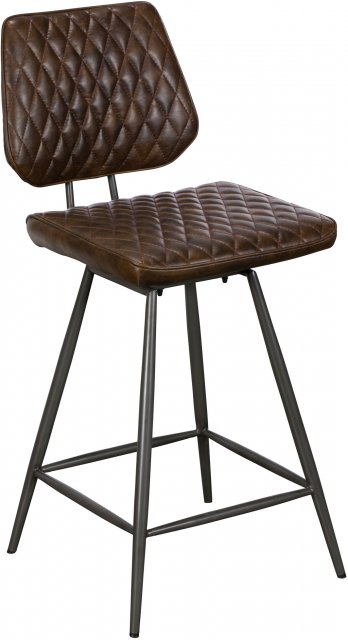 Dalton Swivel Bar Stool In Dark Brown Faux Leather