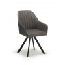 Luna Swivel Dining Chair in Dark Grey Faux Bison Upholstery