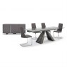 Kesterport Siena Dining Set - Glass-Top Dining Table with Six Cadiz Chairs in Dark Grey Velvet
