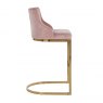 Bolton Bar Stool in Pink Velvet & Gold Finish
