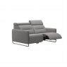 Stressless Emily 2 Seater Sofa with 2 Power Recliners in Paloma Silver Grey Leather & Chrome Arm