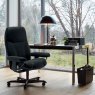 Stressless Stressless Consul Home Office Chair in Batick Black Leather & Black Wood Leg