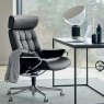 Stressless Stressless London Home Office Chair with Adjustable Headrest in Paloma Black Leather & Chrome