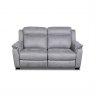 HTL Buffalo 2 Seater Sofa with 2 Power Recliners in Silver Grey Fabric & Charcoal Piping