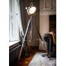 Rolls Headlamp Floor Lamp with Polished Nickel & Wood Tripod