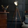 Rolls Headlamp Floor Lamp with Natural Wood Tripod
