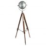 Rolls Headlamp Floor Lamp with Natural Wood Tripod