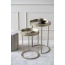 Libra Interiors Venetian Diamond Set of Two Side Tables in Antique Gold Finish