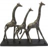 Libra Interiors Family of Three Giraffes Sculpture in Antique Silver Finish