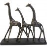 Family of Three Giraffes Sculpture in Antique Silver Finish