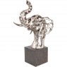 Abstract Elephant Head Sculpture in Silver Finish