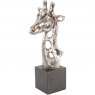 Abstract Giraffe Head Sculpture in Silver Finish