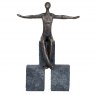 Woman Sculpture Sitting on Blocks in Antique Bronze Finish