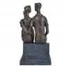 Couple Sitting on a Block in Bronze Finish