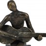 Edward Guitarist on Block Sculpture in Antique Bronze Finish