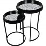 Abstract Faces Set of Two Side Tables