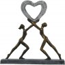 Uplifting Love Couple with Heart Resin Sculpture