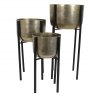 Evolution Set of Three Textured Aluminium Planters on Black Stands