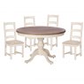 French Country Circular Dining Table with Four Upholstered Seat Chairs