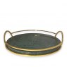 Green Marble Tray with Gold Handle