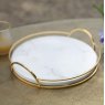 White Marble Tray with Gold Handle