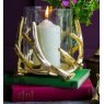 Medium Antler Hurricane with Hammered Glass In Gold Finish
