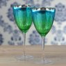 Set of Two Peacock Wine Glasses