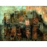 Asian Night - Photo Art on Framed Plexiglass - Black Frame