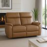 Power Motion Montego Power Reclining Two Seater Sofa In Tan Leather with Skai Back
