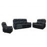 Power Motion Montego Power Reclining Group: 3-Seater Sofa, 2-Seater Sofa & Armchair In Black Leather / Skai Back