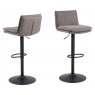 Flynn Bar Stool Black Frame Seat Grey-Brown