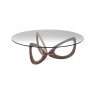 HELIX Round Coffee Table - 120cm Dia - solid Canaletto walnut (NC) transparent varnished steel (OP0)