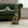 Antique Gold Cheetah Side Table with Glass Top